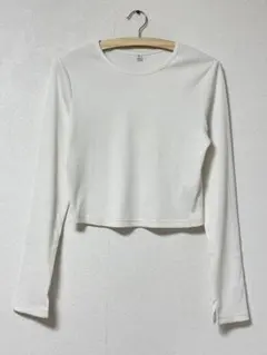 【美品】ジーユー　GU リブクリップドT 長袖　白　ホワイト