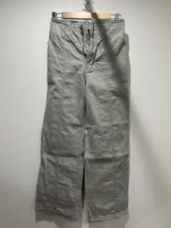 【送料無料】【断捨離】グレー ワイドパンツ ボタンフライ　レディース