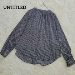 美品 UNTITLED アンタイトル 長袖ブラウス 総柄 通勤 ブラック系