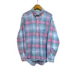 ※O Ralph Lauren 長袖BDシャツ ピンク×ブルー チェック柄