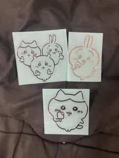 メタルステッカー3枚セット　ちいかわ　うさぎ　ハチワレ　シールセット
