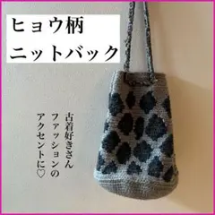 【送料無料】ヒョウ柄ニットバッグ　豹柄　ちょっとしたお出かけに♪