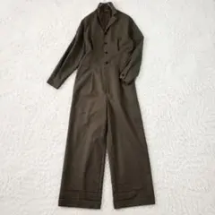 IENA オールインワン ジャンプスーツ チェック 日本製 ワイドパンツ 茶 Fのサムネイル