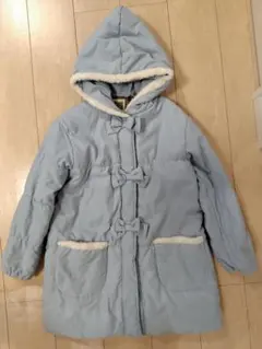 美品■troislapinsトロワラパン水色フード付きダウンコート■リボン150
