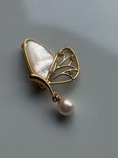 あこや真珠 本真珠　ブローチ　パール　華やか　8mm