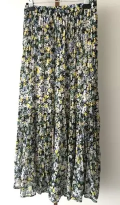 【OPAQE.CLIP C/オペーク.クリップ】黒系花柄プリーツスカート M