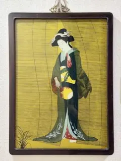 【希少】蔵出し ガラス絵 美人画 額装 日本画 アンティークのサムネイル