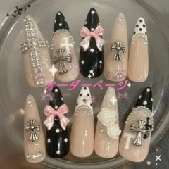 ネイルチップ ワンホン y2k クロム ドット 韓国 シズニルック 十字架