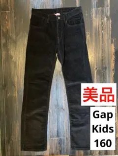 美品　Gap Kids 160ブラック コーデュロイ スリムフィットパンツ