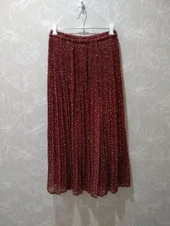 INGNI 赤 ドット柄 プリーツスカート 裏地付き イング ロングスカート