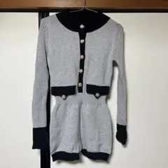 SHEIN シーイン　ニットカーディガン　パンツ付き　オールインワン　お嬢様風