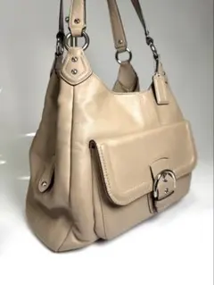 【美品】COACHコーチベージュ レザー ショルダーバッグ