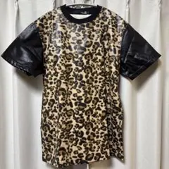 フェイクレザー　ヒョウ柄 Tシャツ Lサイズ