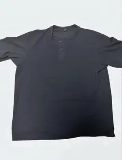 UNIQLO ドライワッフル ヘンリーネック Tシャツ XL ブラックのサムネイル
