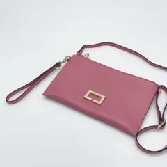 美品✨LORISTELLA 2way ショルダーバッグ　レザー　ピンク　ロゴ金具