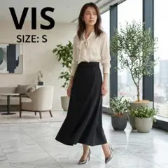 VIS ビス ロングスカート マーメイド S 黒 ベルト フレア キレイめ 美脚