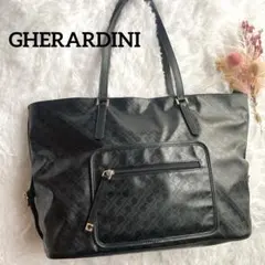 極美品⭐︎GHERARDINI ソフティ 黒 ポケット トートバッグ A4 保存袋
