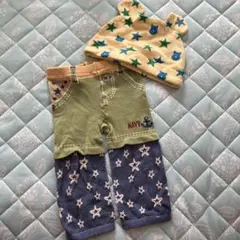 星柄レギンスとプーさん耳帽子セット