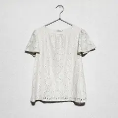 y2k 平成レトロ 森ガール フェミニン レース 半袖カットソー アイボリー