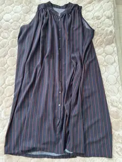 ストライプ ノースリーブ シャツワンピース
