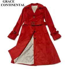 GRACE CONTINENTAL スエード調 コート 赤 M ベルト付 ロングのサムネイル