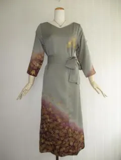 M～Ｌサイズ　訪問着からの着物リメイクドレスです　着丈１２１cmのサムネイル