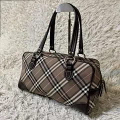 バーバリーブルーレーベル　ノバチェック　ミニボストンバッグ　レザー　ナイロン