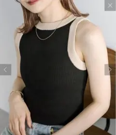 ミスティック 配色ニットタンクトップ