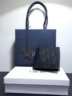 極美品 DIOR ディオール saddle サドル 二つ折り財布 オブリーク