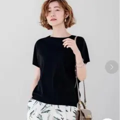 23区 レーヨンポリエステルストレッチ プルオーバー ニット　濃紺のサムネイル