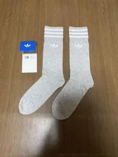 adidas グレー ストライプ ソックス M