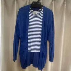 青いストライプのカーディガン・Tシャツセット