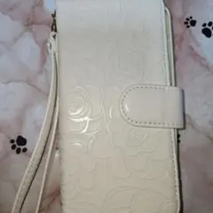 ホワイトローズエンボス手帳型ケース