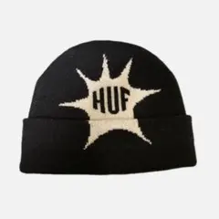 HUF ブラック ニット帽 ビーニー 星型ロゴ