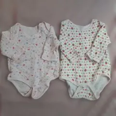 ベビー肌着 80cm 2枚セット うさぎ いちご　ロンパース　あったか素材