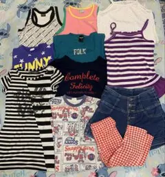 まとめ売り夏物12着 女の子130 ワンピース タンク Tシャツ パンツ