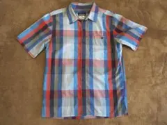 【美品】patagonia 半袖シャツ S シアサッカー チェック柄トリコカラー