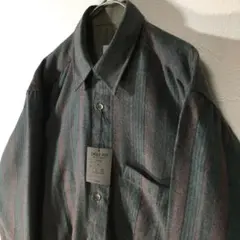 【個性派古着】長袖総柄デザインシャツ　新品　マルチカラー　縦縞　メンズ M