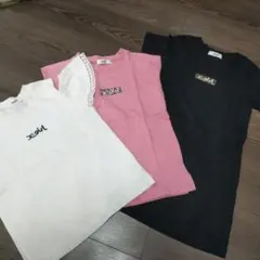 xgirl フリル袖ホワイトTシャツ ピンクTシャツ 黒ワンピース　3枚セット