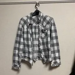 Lサイズ　チェックシャツ　ブラック　ホワイト　Y2K 平成　ギャル