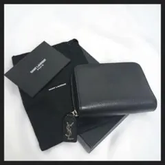 サンローラン 二つ折り財布 チャーム カサンドラ レザー ブラック 箱付のサムネイル