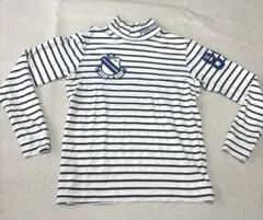 【美品】PEARLY GATES メンズ ハイネック 長袖 シャツ ストライプ