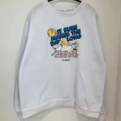 【美品】 duck プリント 古着風 オーバーサイズ 裏起毛 白 トレーナー