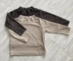 ベビー　リブ編みハイネック　長袖　ロンT 80 2枚セット