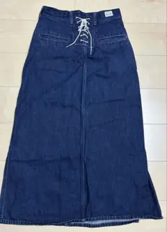 イーハイフン レースアップ　デニム　ロングスカート　インディゴ