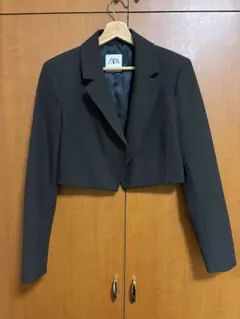 ZARA クロップド ジャケット ブラウン チェック
