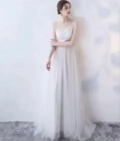 ホワイト レース装飾 Aライン ウェディングドレス