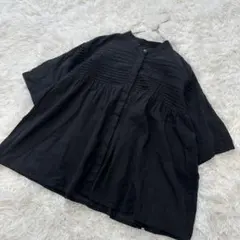 normment ノーメント コットンポプリン 刺繍 プルオーバー ブラウス 黒 