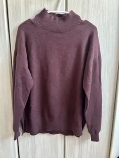 グローバルワーク　メルティースタンドスリットプルオーバー　セーター　ワインレッド