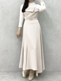 折り返しベアドッキングワンピース　ベージュ